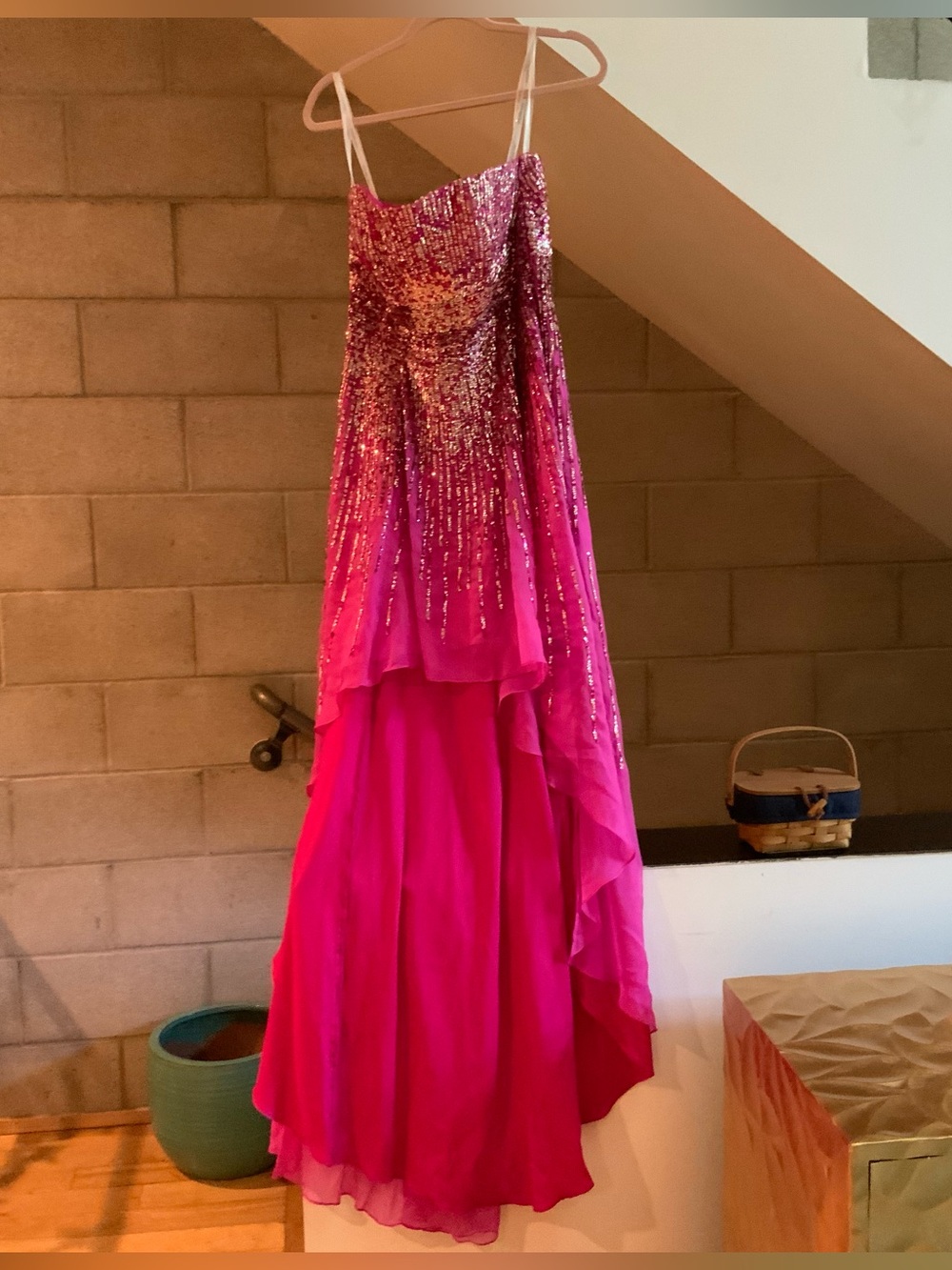 Sherri hill pink chiffon sequin dress sz 8 - Picture 6 of 6
